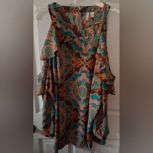 Cato - Women's Cold Shoulder Paisley Colorful Plus Size Blouse. Size 26/28W